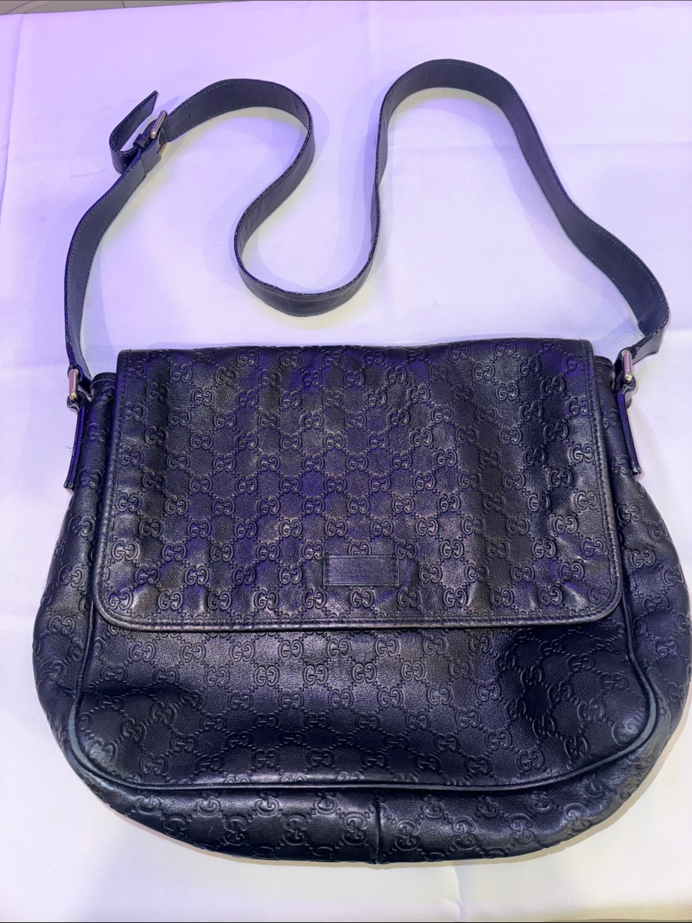 Gucci Black Embossed Leather Shoulder Bag